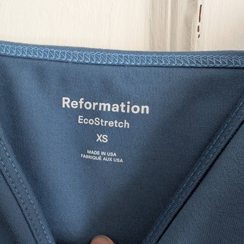 Reformation Blue EcoStretch Bodysuit